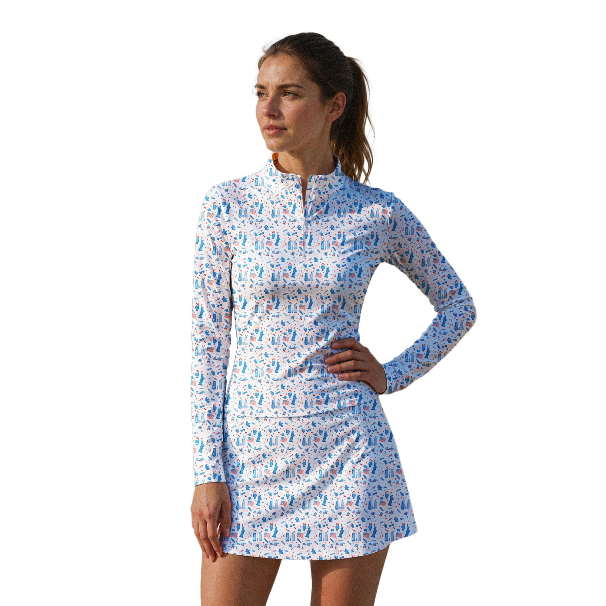 America Golf Long Sleeve Dress