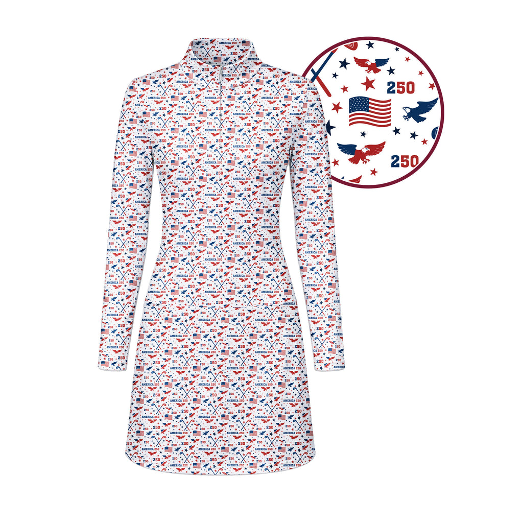 America 250 Fairways Long Sleeve Dress