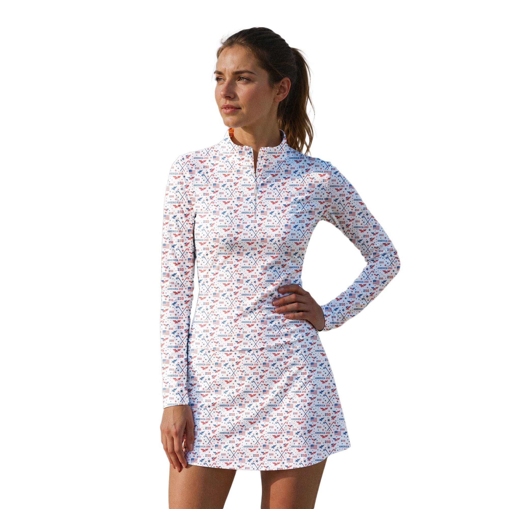 America 250 Fairways Long Sleeve Dress