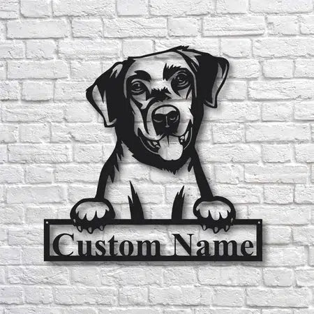 Labrador Retriever Dog Metal Sign for Dog Lover Custom Cut Metal Sign | MN1176-Black-Gerbera Prints.