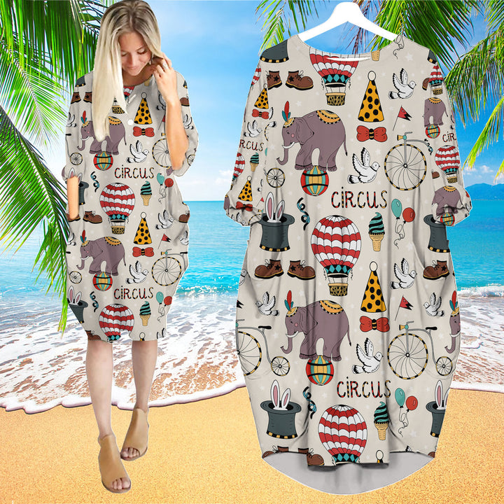 Lead A Circus Animal Pattern Long Sleeve Midi Dress | MD1249