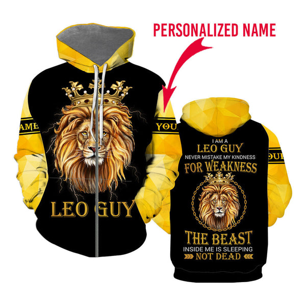 Leo Guy Custom Name Zip Up HoodieFor Men & Women