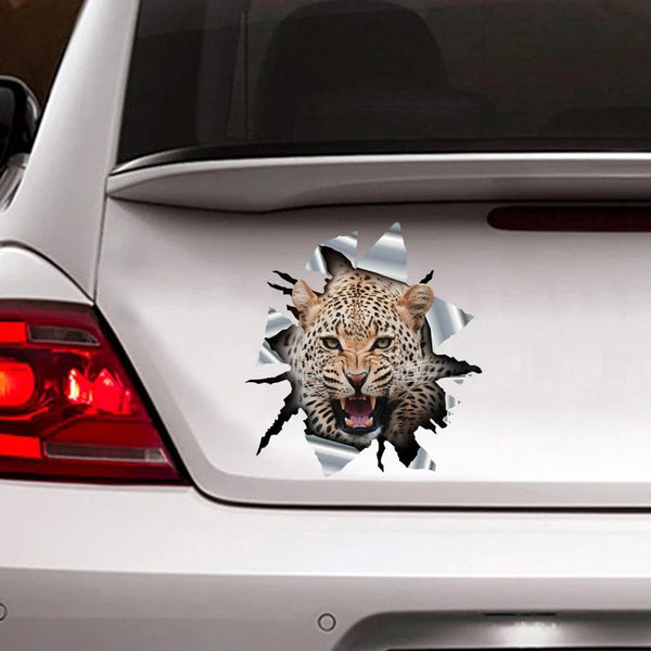 Leopard Cracked Car Decal Sticker | Waterproof | PVC Vinyl | CCS2690-Colorful-Gerbera Prints.