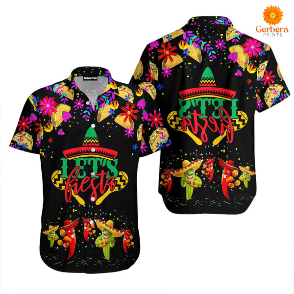 Let's Fiesta Cinco De Mayo Black And Red Aloha Hawaiian Shirts For Men And For Women WT8014