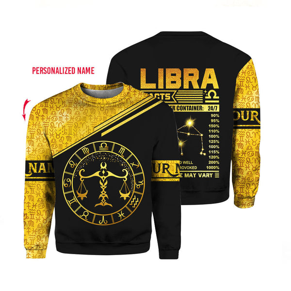 Libra Nutrition Facts Custom Name Crewneck Sweatshirt For Men & Women