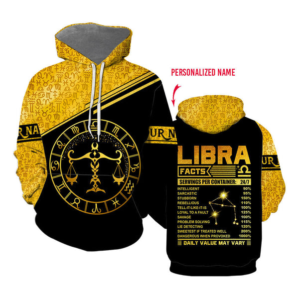 Libra Nutrition Facts Custom Name Hoodie For Men & Women