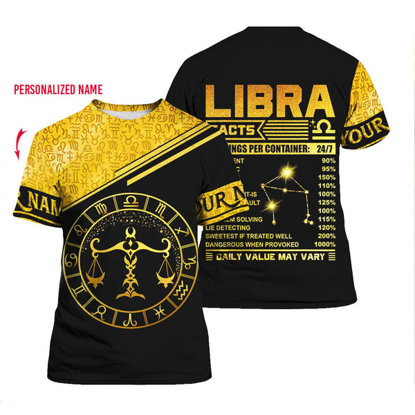 Libra Nutrition Facts Custom Name T Shirt For Men & Women