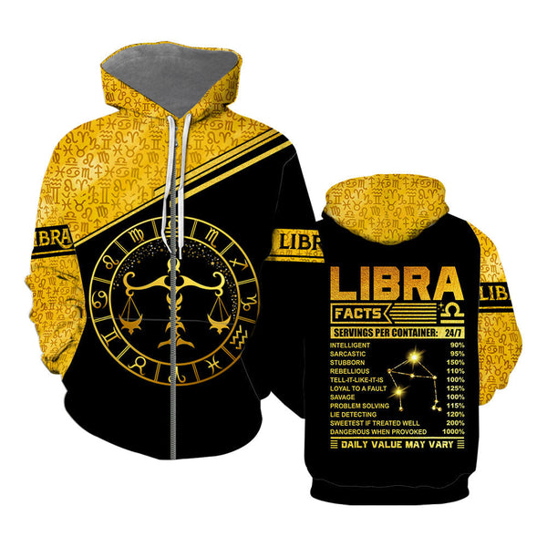 Libra Nutrition Facts Zip Up Hoodie All Over Print For Men & Women HP5746