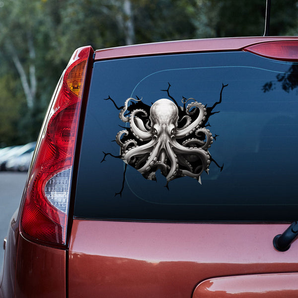 Light Grey Octopus 3D Vinyl Car Decal Stickers CS8167