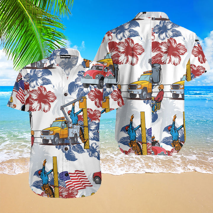Lineman 4Th Of July Hawaiian Shirt