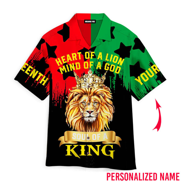 Lion Juneteenth Heart Of Lion Mind Of The God Custom Name Hawaiian Shirt For Men & Women