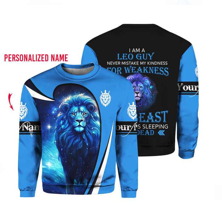 Lion Leo Zodiac Sign Horoscope Custom Name Crewneck Sweatshirt For Men & Women