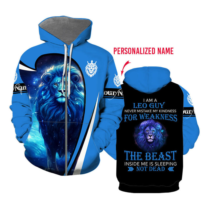 Lion Leo Zodiac Sign Horoscope Custom Name Zip UP Hoodie For Men & Women