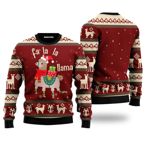 Llama Lalala Ugly Christmas Sweater | For Men & Women | Adult | US4550-S-Gerbera Prints.