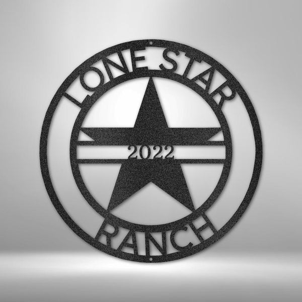 LoneStar 1 Monogram Custom Cut Metal Sign | MN1269-Black-Gerbera Prints.
