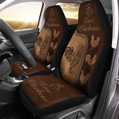 Love Chickens Rooster Brown 3D Car Seat Cover CSC1017