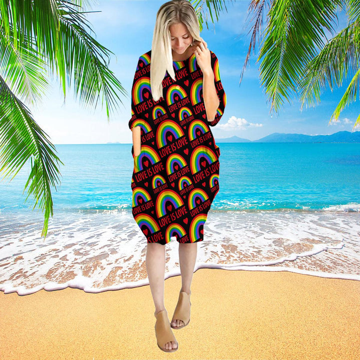 Love Is Love LGBT Pride Long Sleeve Midi Dress | MD1284