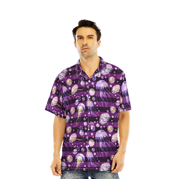 Luminous Jellyfish Purple Violet And White Aloha Hawaiian Shirts For Men And For Women WT6178