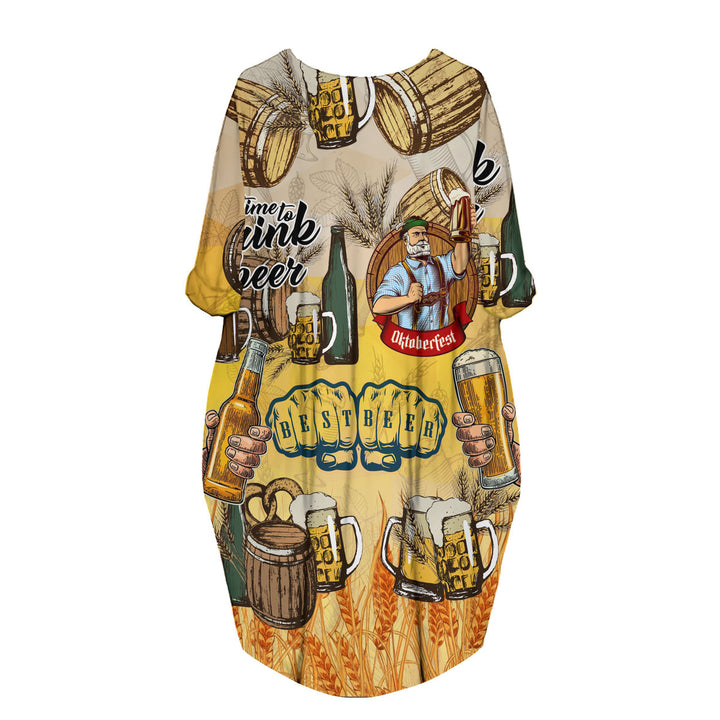 Oktoberfest Time To Drink Beer Yellow Long Sleeve Midi Dress