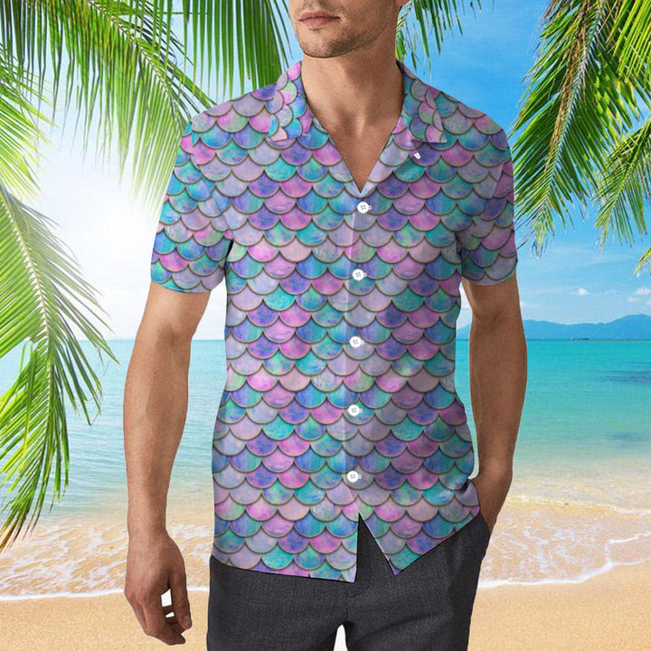 Magic Kingdom Mermaid Fish Scale Wave Hawaiian Shirt | For Men & Women | Adult | WT1276-Hawaii Shirt Premium-Gerbera Prints.