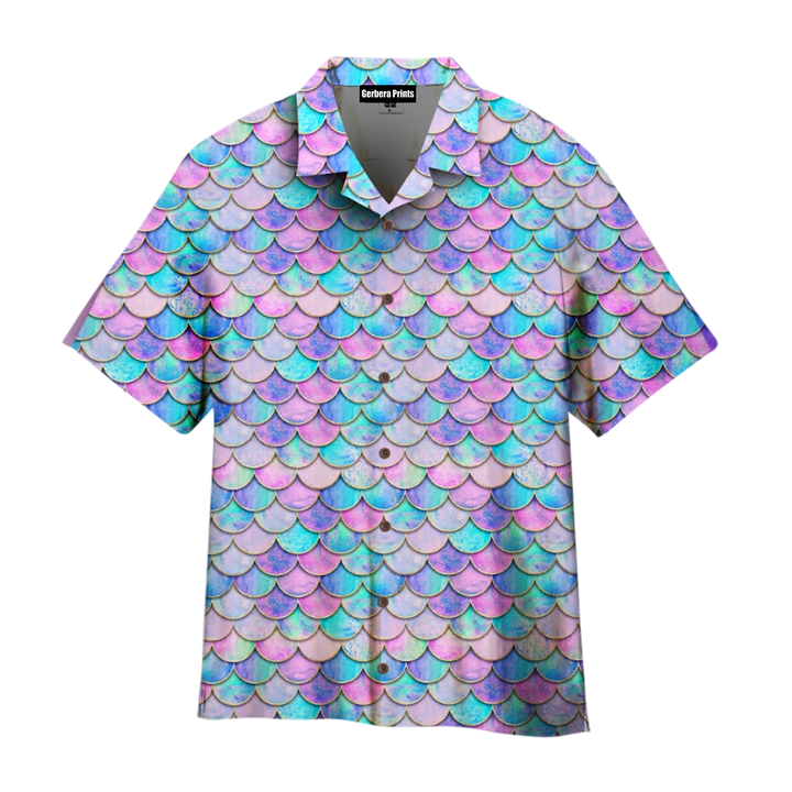 Magic Kingdom Mermaid Fish Scale Wave Purple Aloha Hawaiian Shirts For Men And For Women WT1276-Hawaii Shirt-Gerbera Prints.
