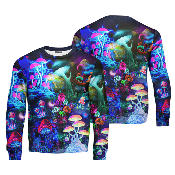 Magic Mushrooms Forest Hippie Crewneck Sweatshirt For Men & Women HP1521