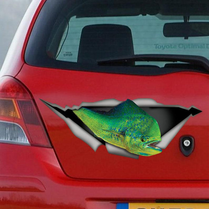 Mahi Mahi Fish Cracked Car Decal Sticker | Waterproof | PVC Vinyl | CCS2498