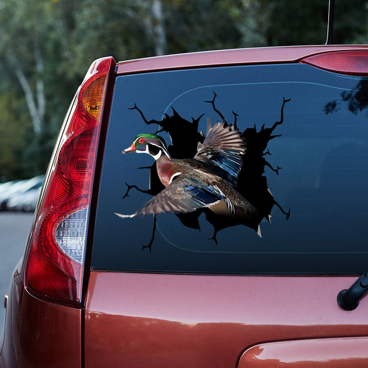 Mallard Duck Flying Cracked Car Decal Sticker | Waterproof | PVC Vinyl | CCS5381-Colorful-Gerbera Prints.