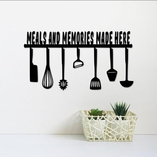 Meals and Memories Made Here Kitchen Decor - Cut Metal Sign