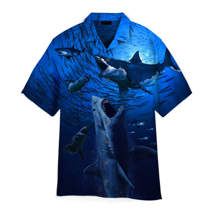 Megalodon Ancient Shark Blue Aloha Hawaiian Shirts For Men And For Women WT1462