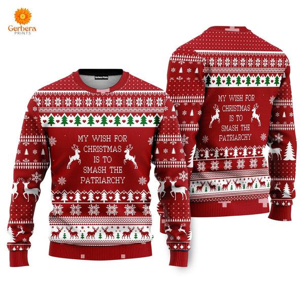 Merry Christmas Ugly Christmas Sweater For Men & Women US6132-S-Gerbera Prints.