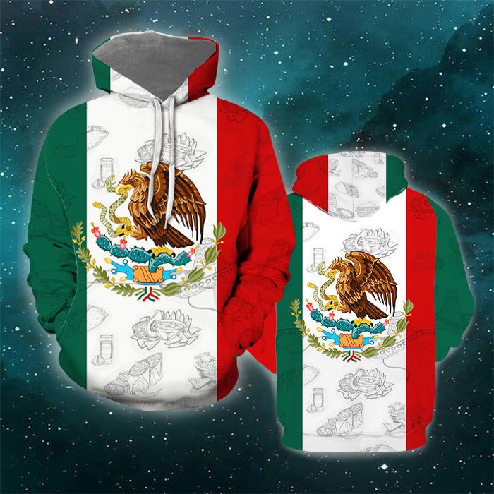 Mexican Mexico Flag 3D All Over Print | Unisex | Adult | HP1594-Hoodie-Gerbera Prints.