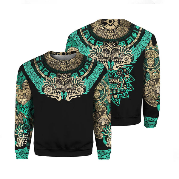 Mexico Aztec Quetzalcoatl Skull Crewneck Sweatshirt All Over Print For Men And Women HO5937