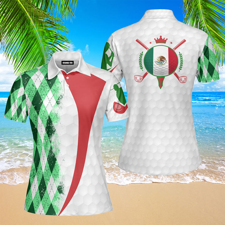 Mexico Golf - Gift for Women, Mexican, Golf Player - Mexican Flag Polo Shirt