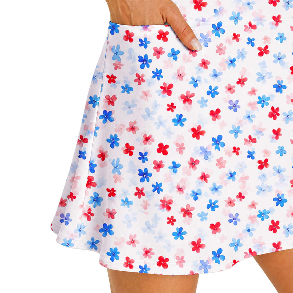 Red & Blue Floral Short Sleeve Dress