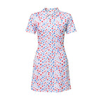 Red & Blue Floral Short Sleeve Dress