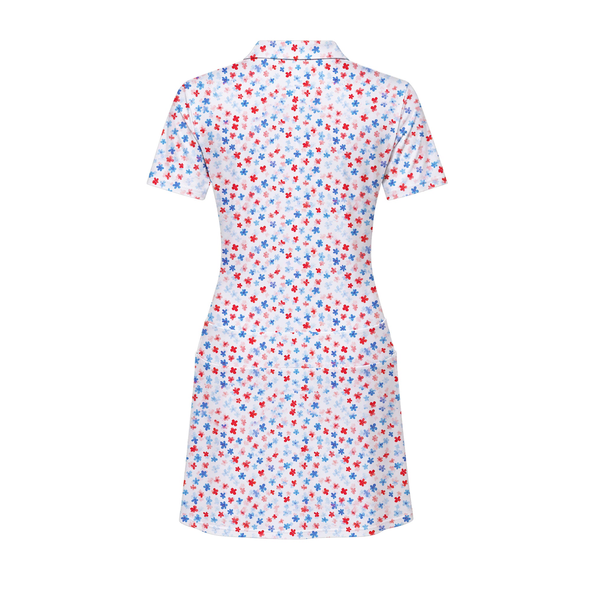 Red & Blue Floral Short Sleeve Dress