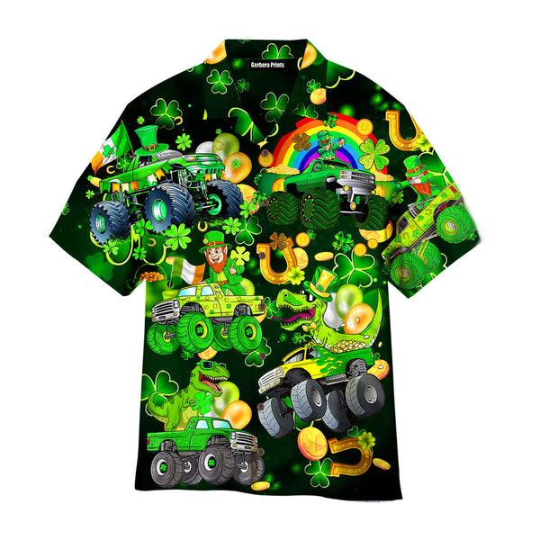 Monster Truck Patrick’s Day Aloha Hawaiian Shirts For Men & For Women | WT2253-Colorful-Gerbera Prints.