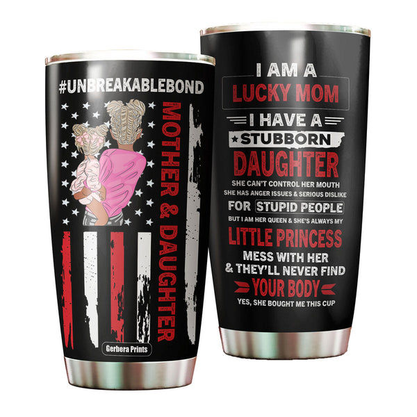 Mother And Daughter Unbreakable Bond Mother's Day Stainless Steel Tumbler Cup Travel Mug TC5894-20oz-Gerbera Prints.