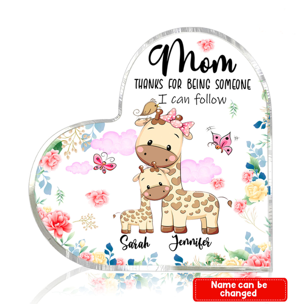 Mother's Day Personalized Custom Heart Shaped Acrylic Plaque AN1105-Gerbera Prints.