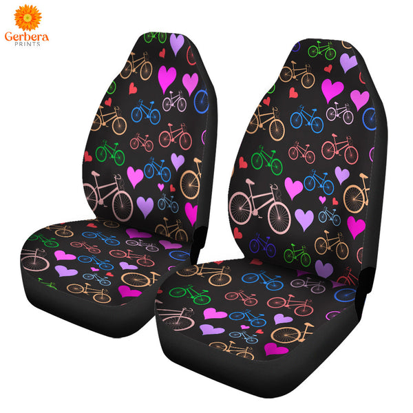 Multicolored Bikes And Hearts Car Seat Cover Car Interior Accessories CSC5404