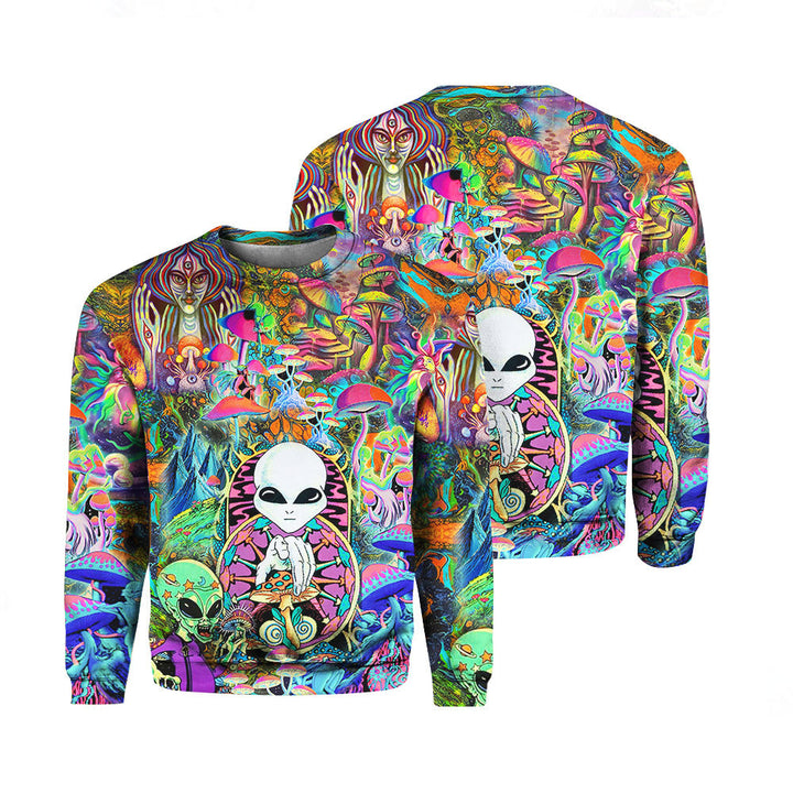 Mushroom Alien Trippy Sweatshirt For Men & Women