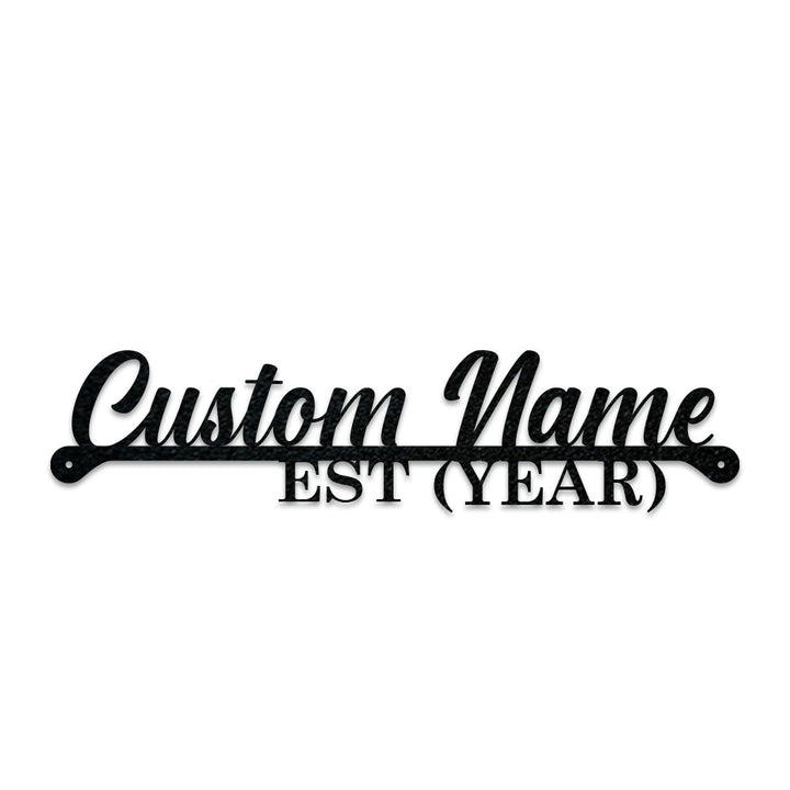 Name & Year Script Monogram Custom Name Laser Cut Metal Signs 