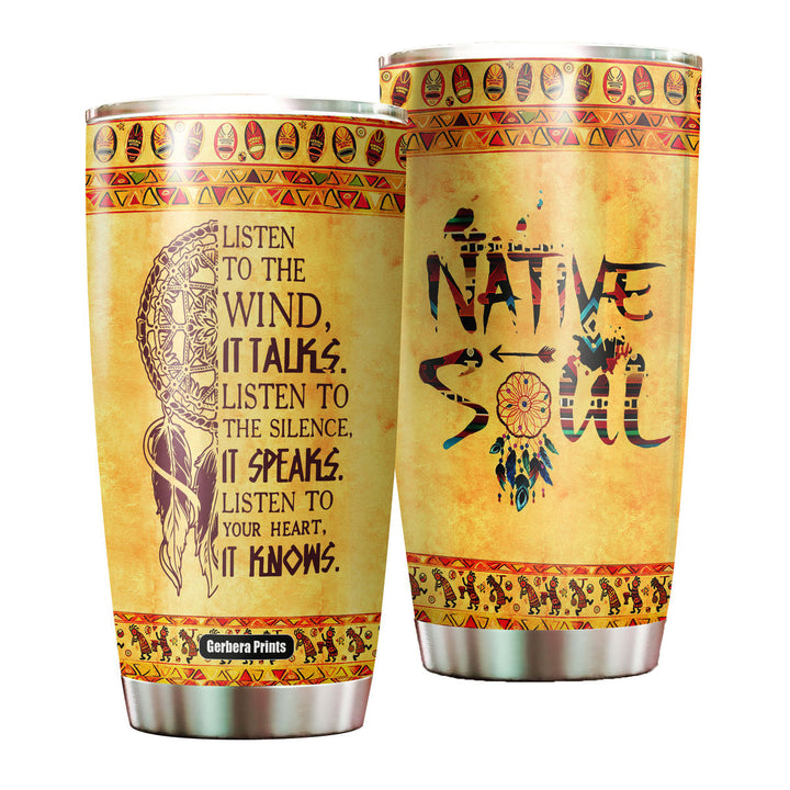Native American Stainless Steel Tumbler Cup | Travel Mug | TC3168-20oz-Gerbera Prints.