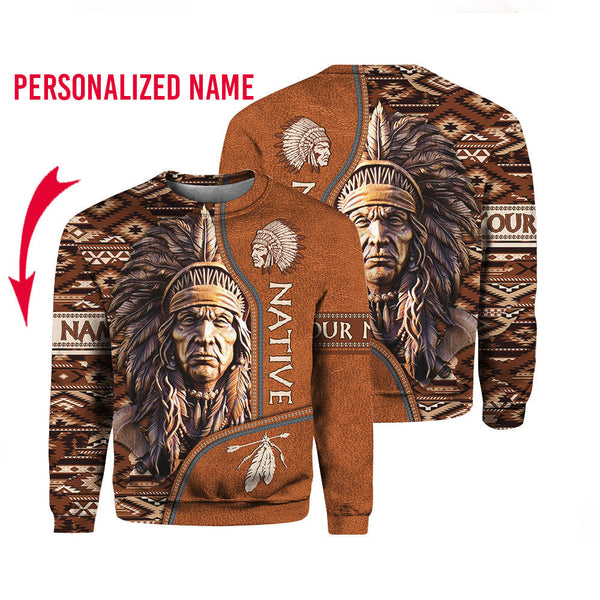 Native American Warrior Custom Name Crewneck Sweatshirt For Men & Women