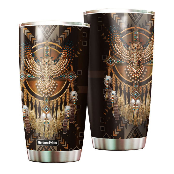 Native Indian Steel Tumbler Cup | Travel Mug | TC4139-20oz-Gerbera Prints.
