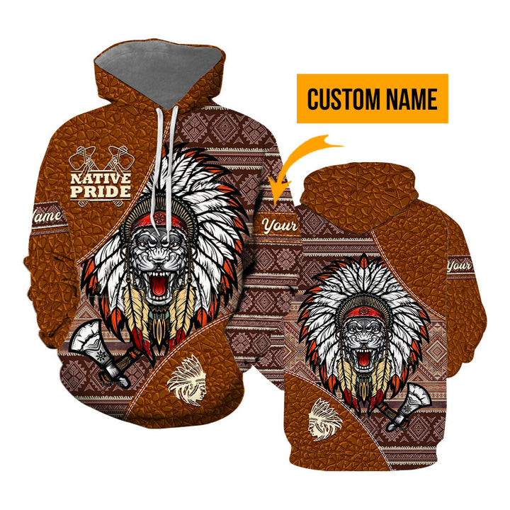 Native Pride American Skull Custom Name Hoodie For Men & Women