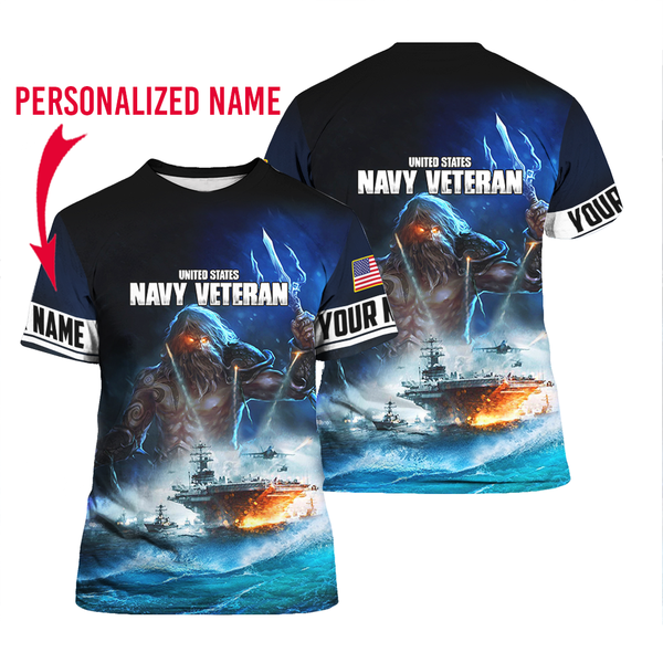 Navy Veteran Custom Name T Shirt For Men & Women