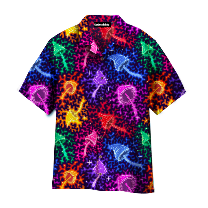 Neon Colorful Magic Mushroom Aloha Hawaiian Shirts For Men and For Women WT3032
