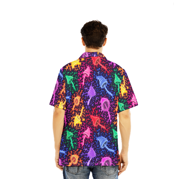 Neon Colorful Magic Mushroom Aloha Hawaiian Shirts For Men and For Women WT3032
